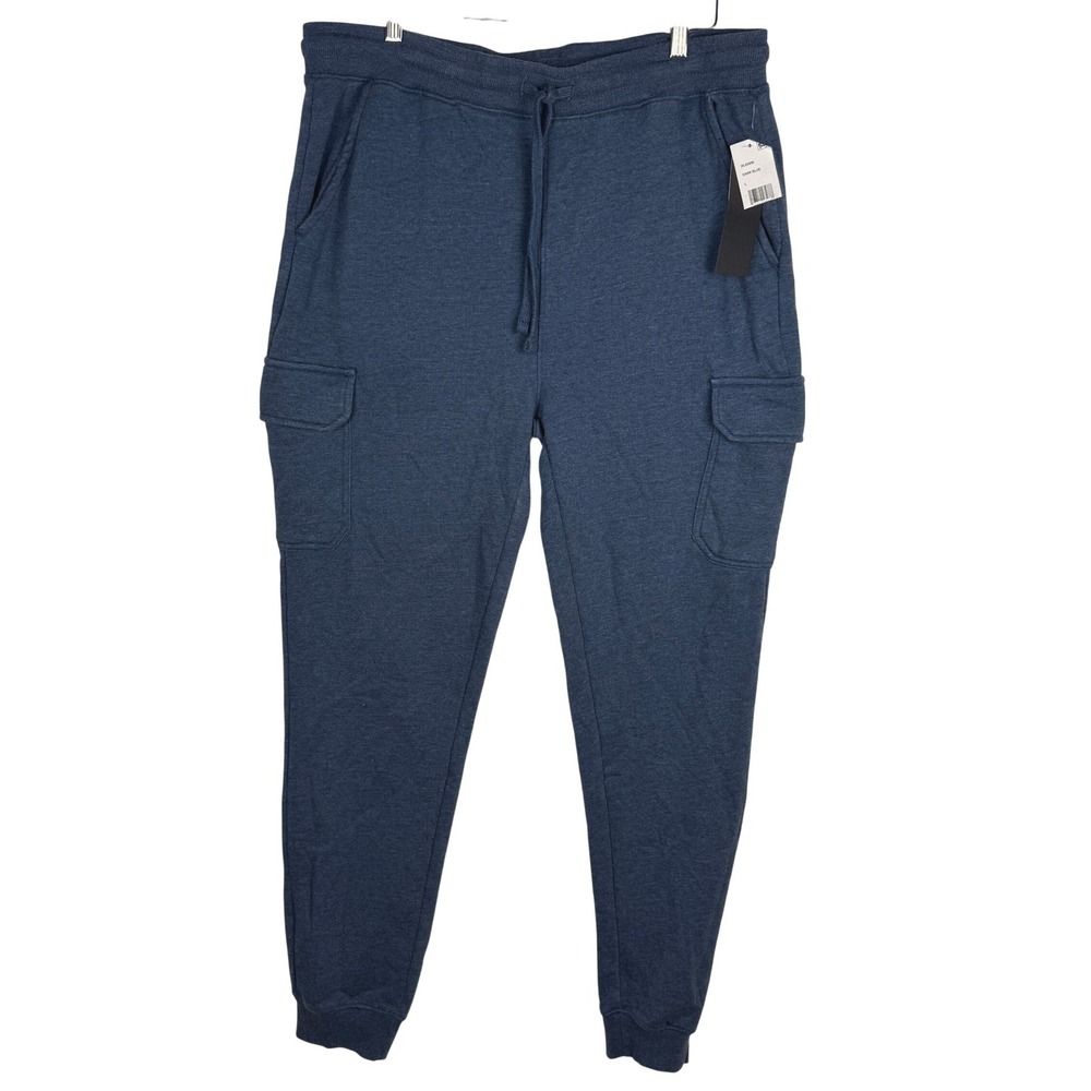 Lazer Mens Jogger Pants Dark Blue Vintage Wash Relaxed Fit Large‎ ML83958 NEW